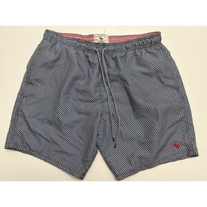 Ted Baker London Men's Swim Trunks Blue Geometric Sz 6 Zipper Pockets Lined
